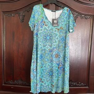 NWT JFN V Neck Paisley Casual Mini Dresses XL